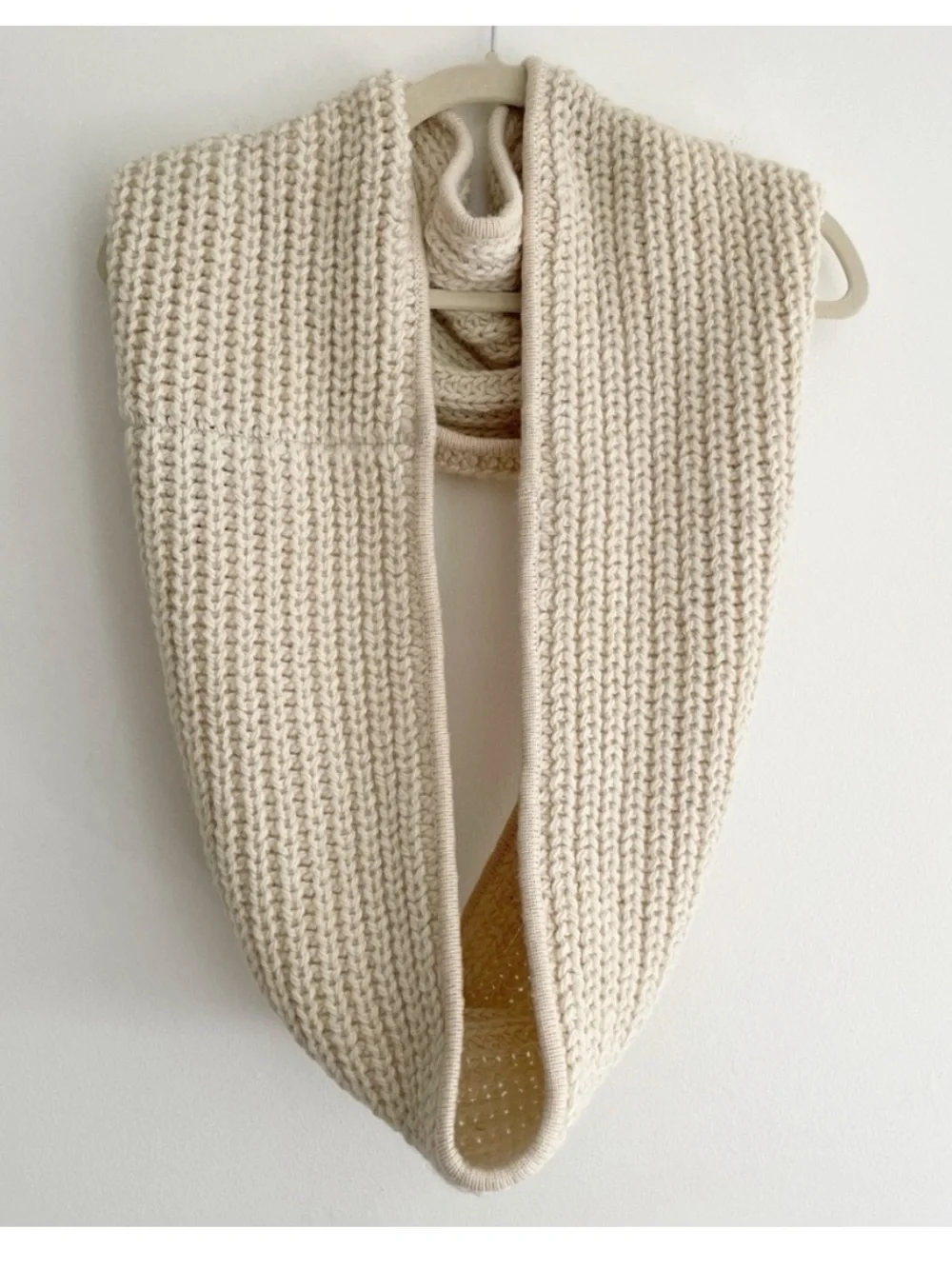 New Rag and Bone infinity scarf wool alpaca chunky knit cream neutral tan soft